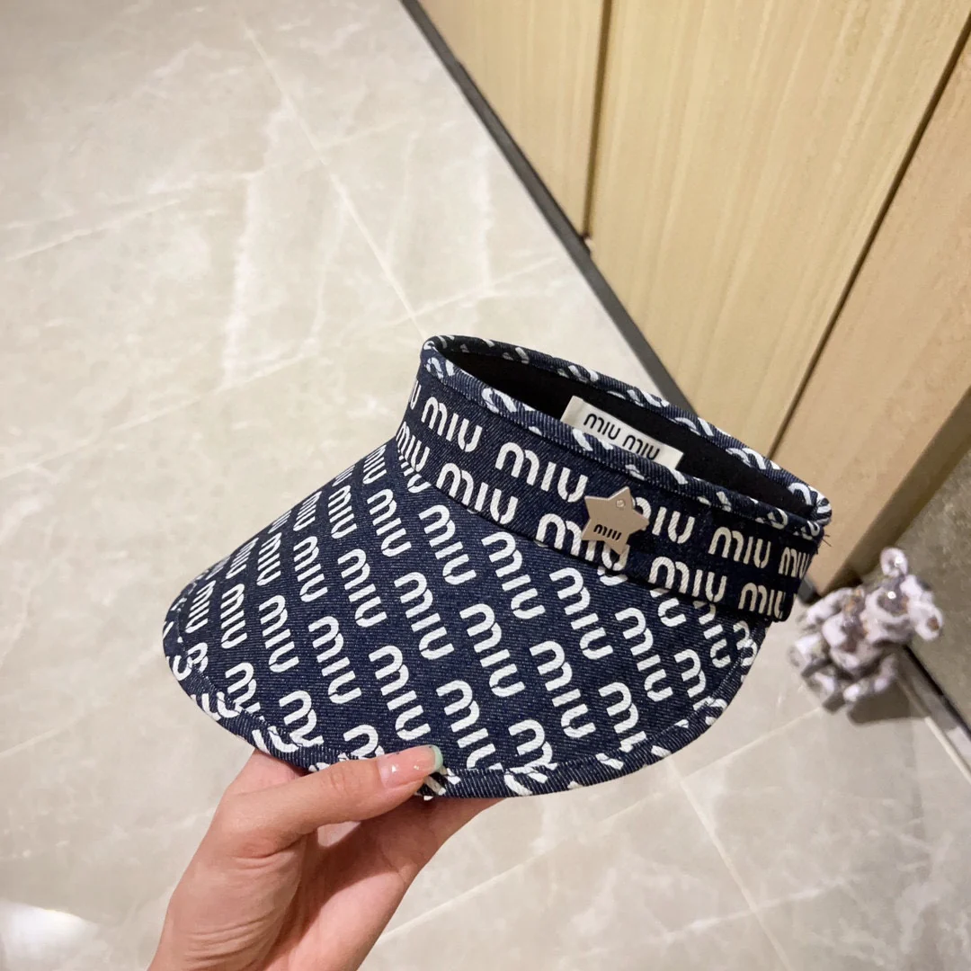 Новинка лета 2023 от Miu Miu - Козырек - Солнцезащитная шляпа - Темно-синий