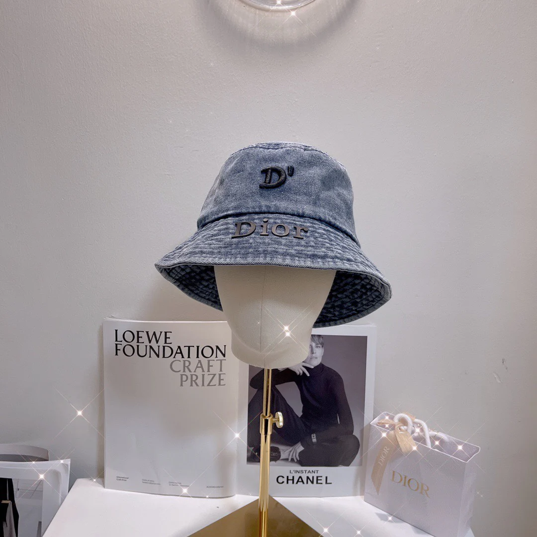 Панама Dior из вышитого денима с эффектом потертости - 1 шт.