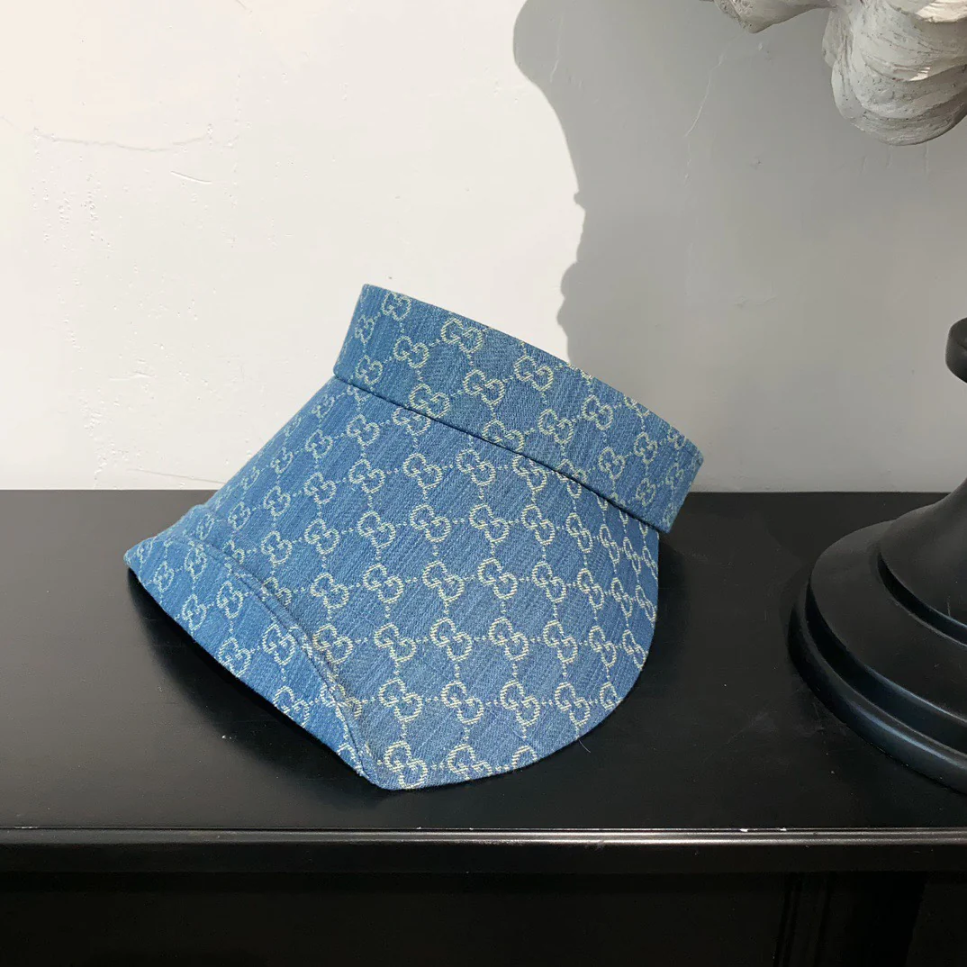 Gucci - Новая шляпа от солнца с монограммой - Синяя