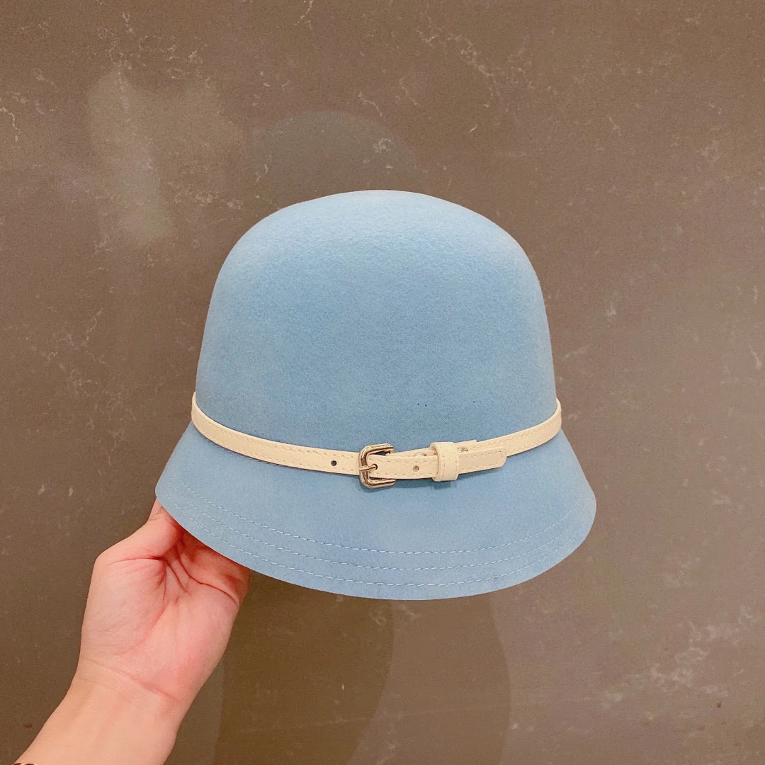 Шерстяная шляпа Hermes - светло-голубая