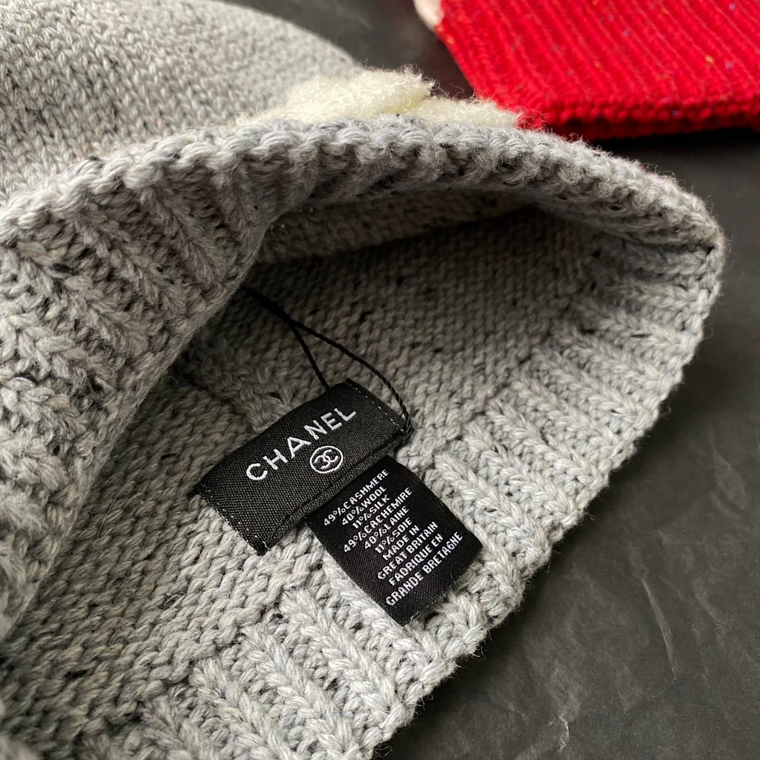 Chanel - Модная шерстяная вязаная шапка - Серая