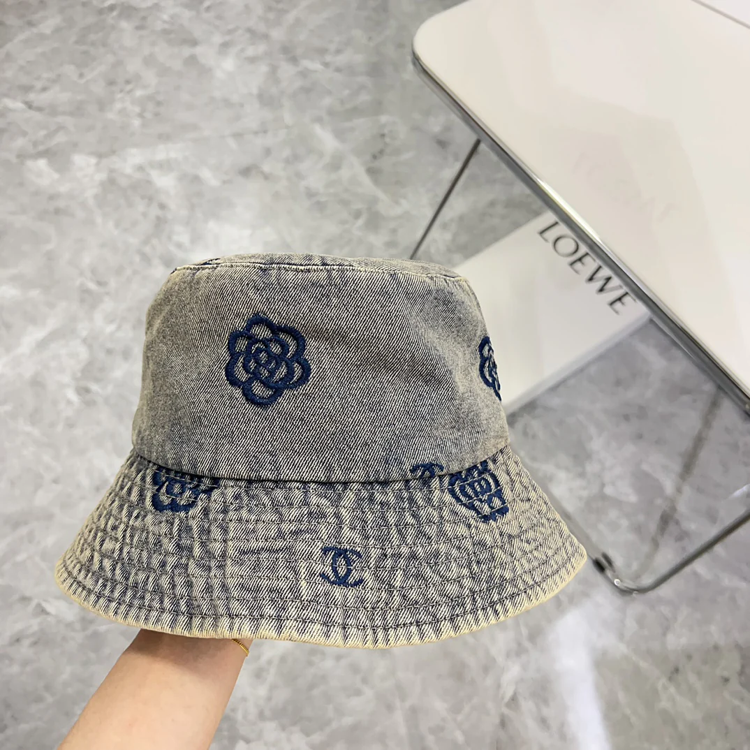 Chanel - Уникальная вышитая ковбойская рыбацкая шляпа - серая