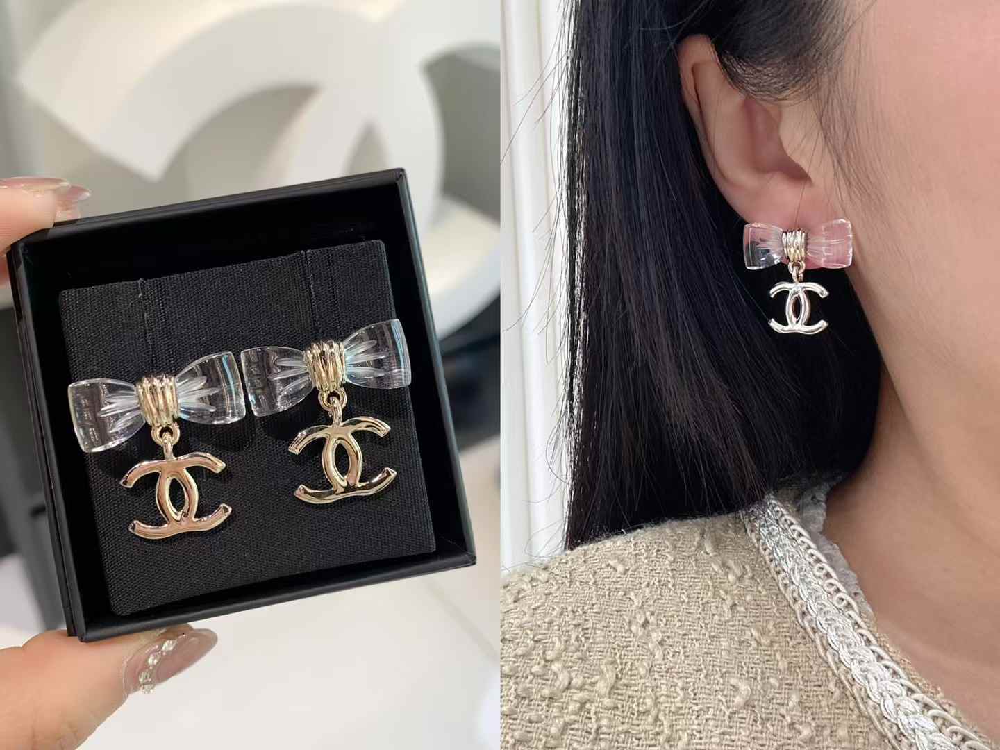 Chanel - Серьги-бантики (25 пенсов)