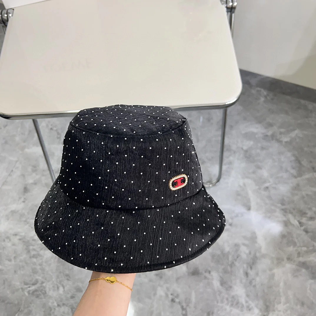 Новая роскошная рыбацкая шляпа Celine 2024 с стразами - черная