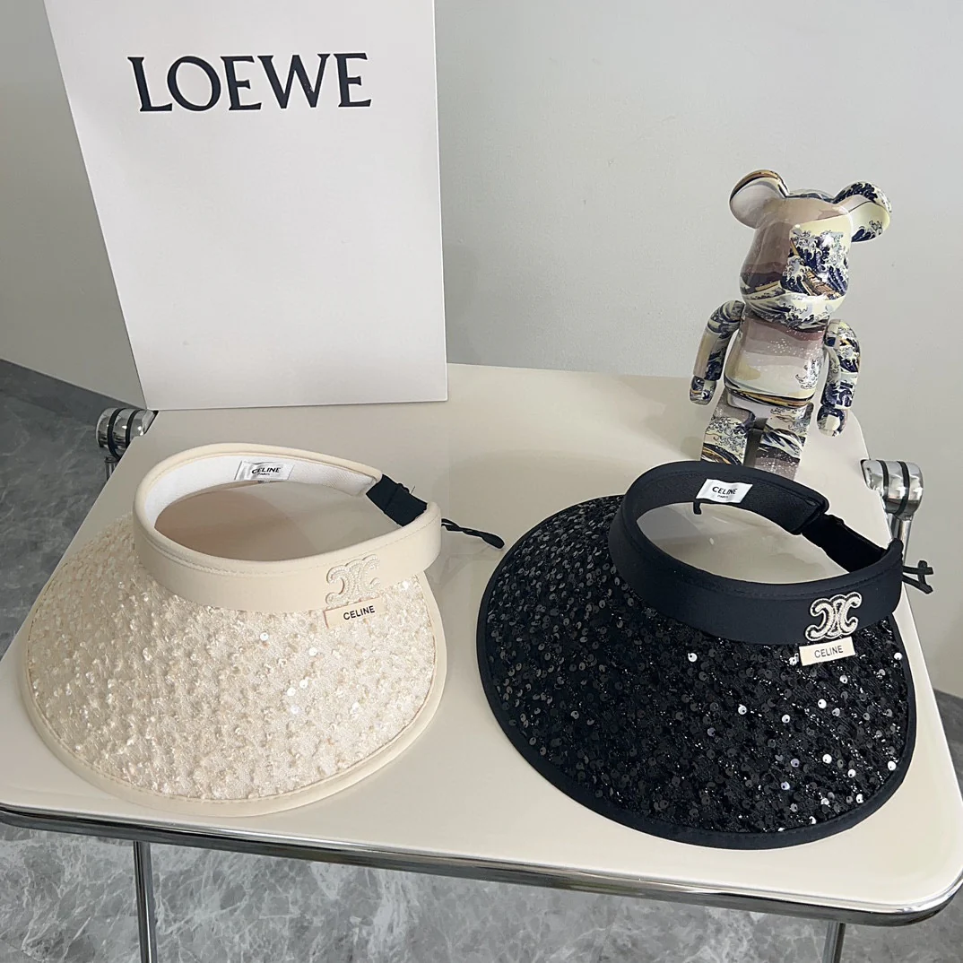 Новая летняя шляпа от солнца Celine 2024 с пайетками - бежевая.