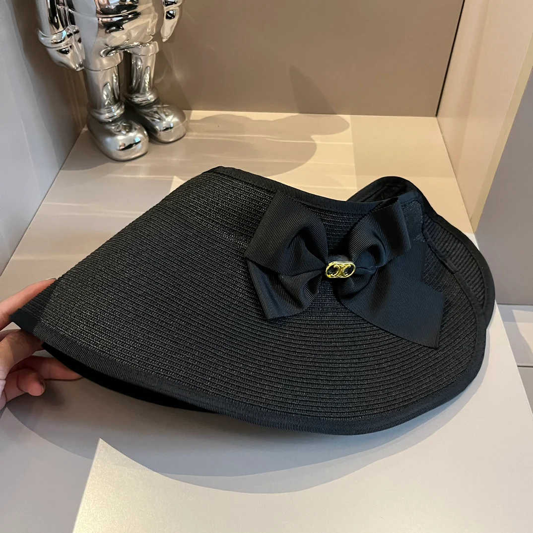 Celine - Новая большая панама с бантом - Черная