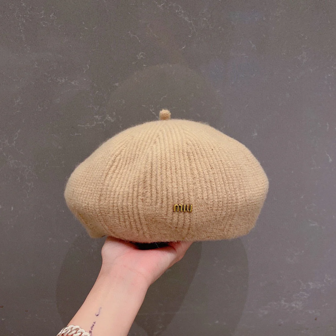 Шерстяной берет Miu Miu - абрикосовый