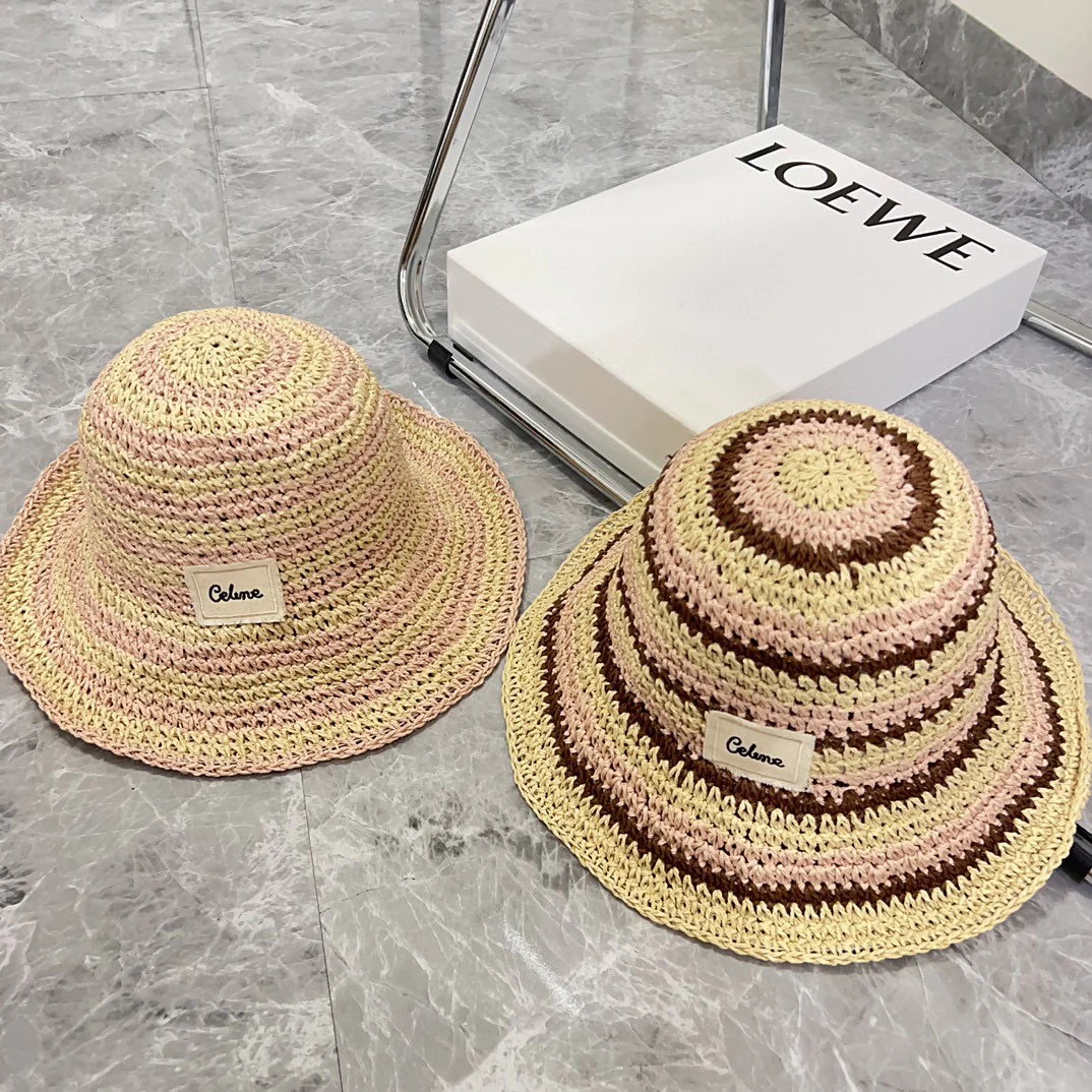 Новая панама Celine 2024 в радужном лоскутном стиле - розовая.