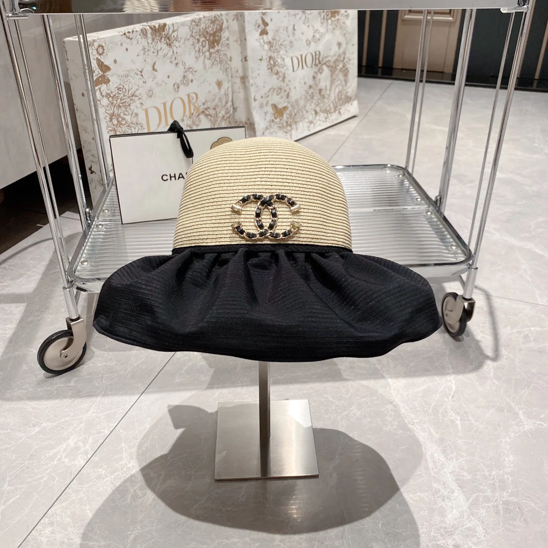 Новинка сезона весна/лето 2023 от Chanel - Соломенная шляпа - Солнцезащитная шляпа - Черная