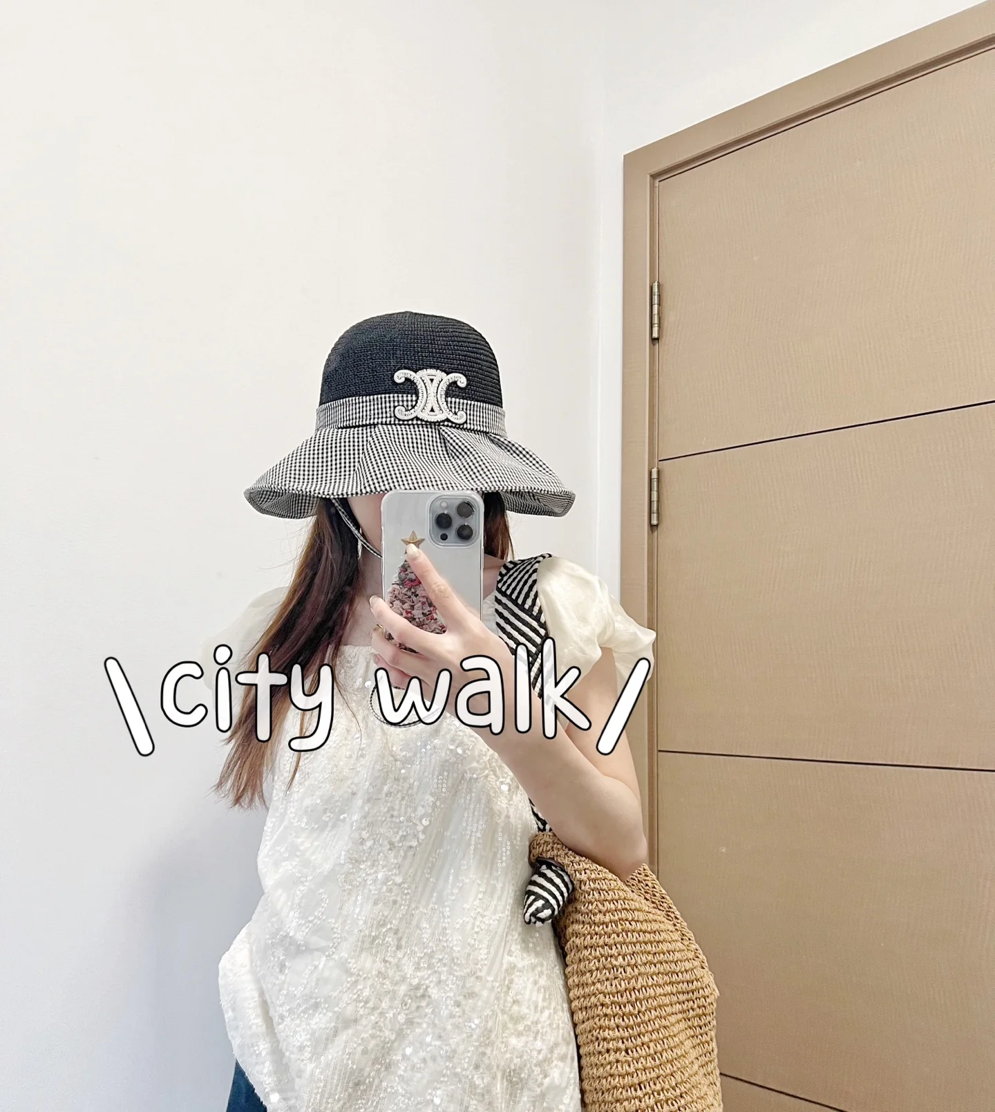 Шляпа от солнца Celine в клетку в стиле рыбацкой шляпы для отдыха - черная