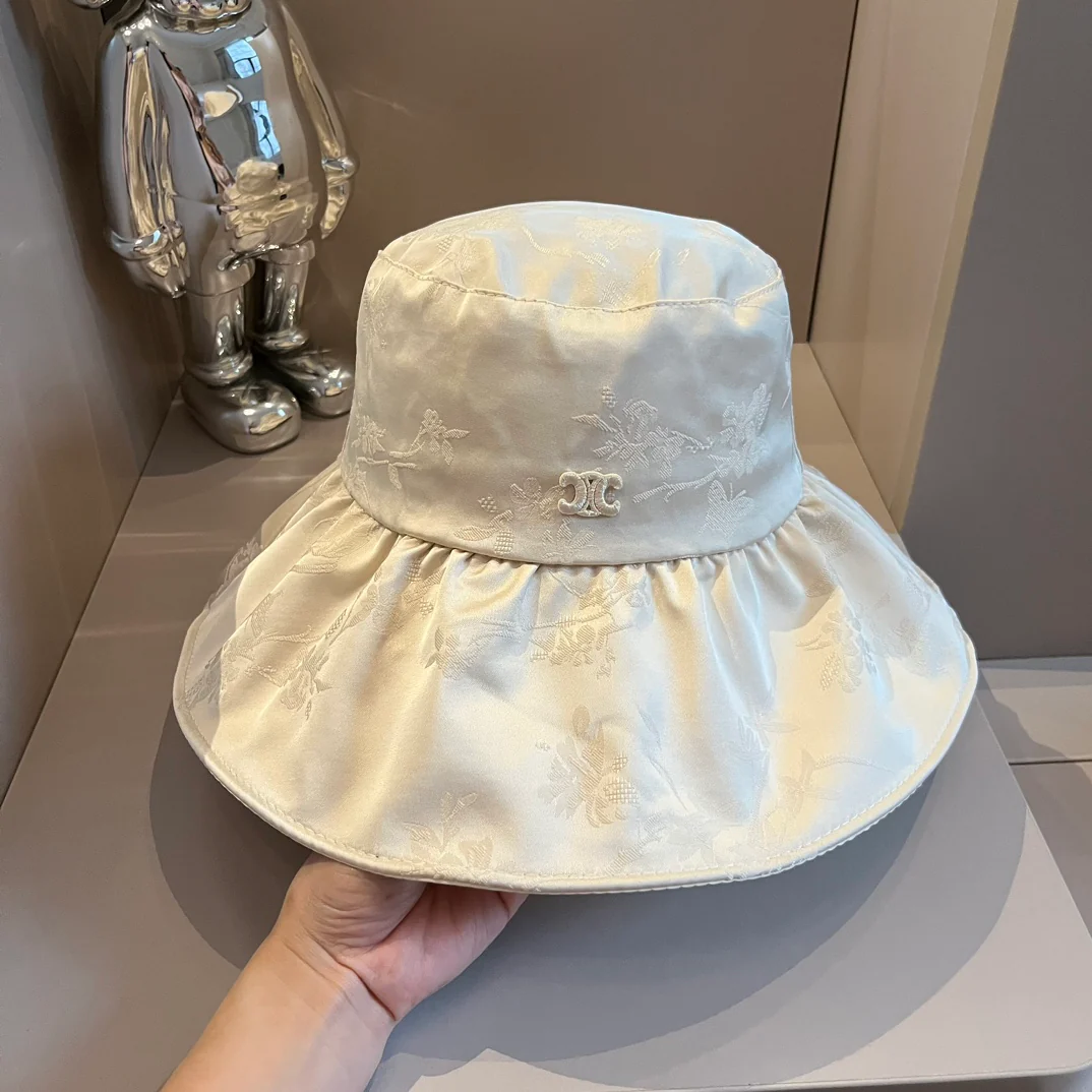 Celine - Новая солнцезащитная шляпа с оборками - Бежевая