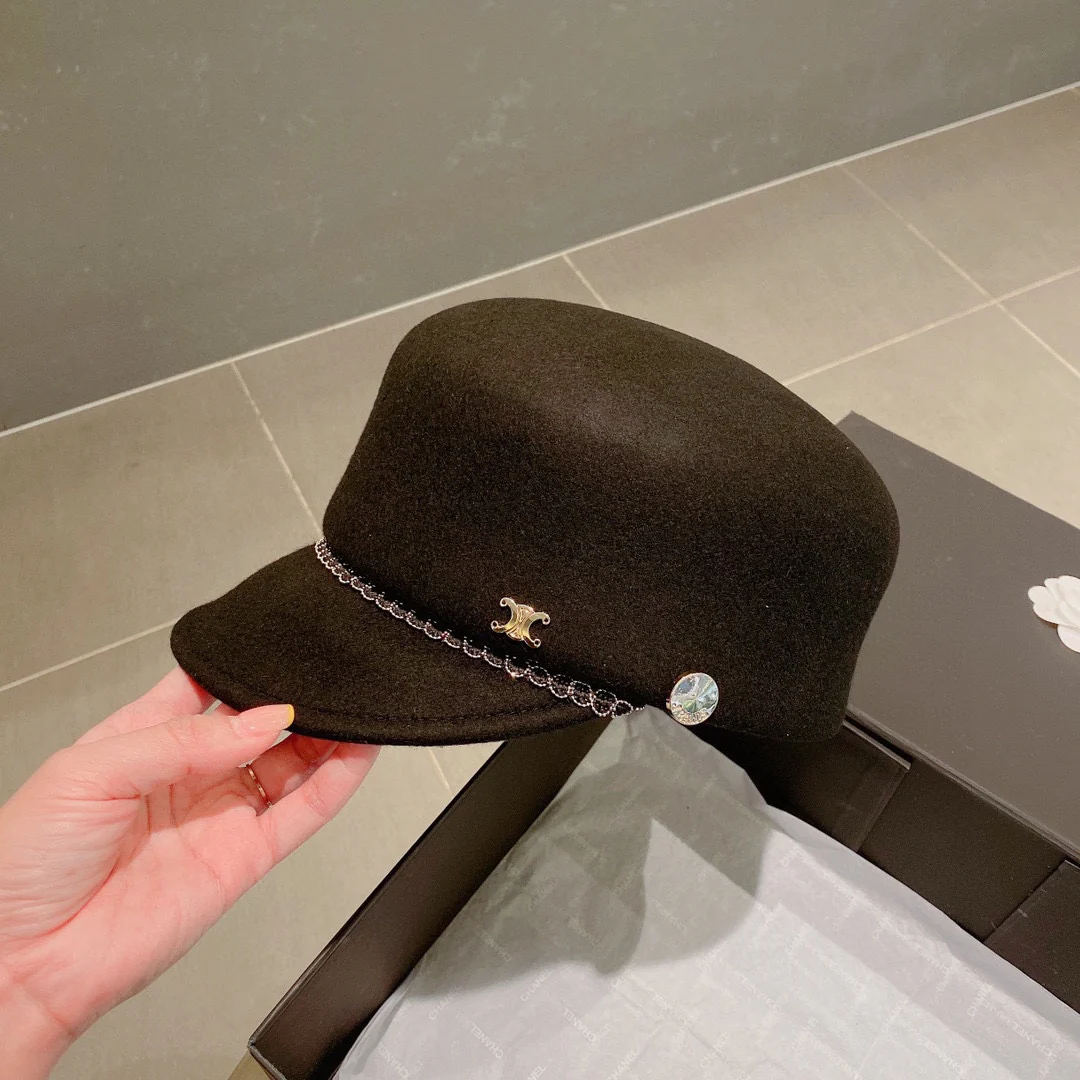 Шерстяная бейсболка Celine - черная