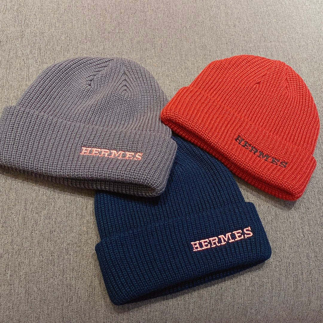 Hermes - Вязаная шапка-бини - Унисекс - Красная