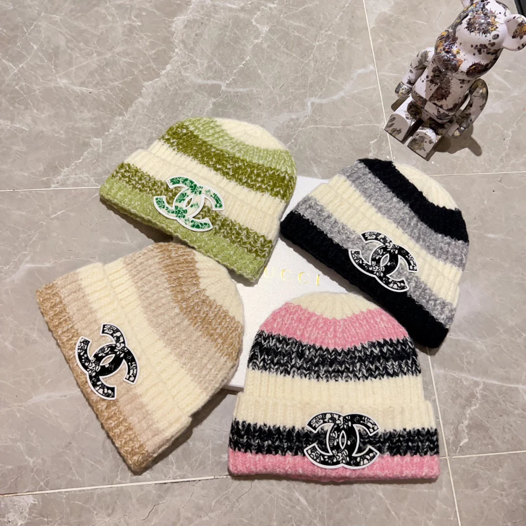 Новая кашемировая вязаная шапка Chanel сезона осень/зима 2023, серая.