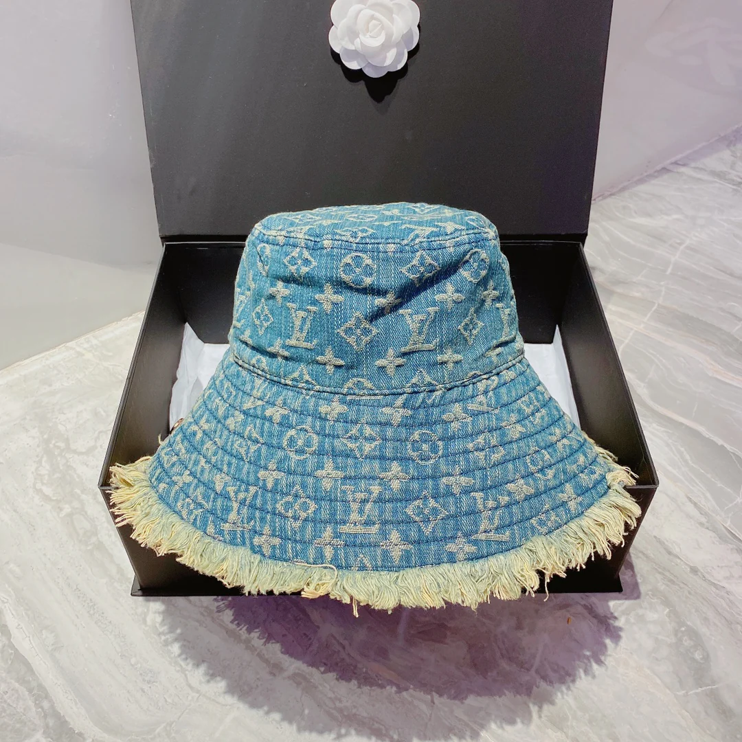 Панама из джинсовой ткани с монограммой LV и эффектом щетины