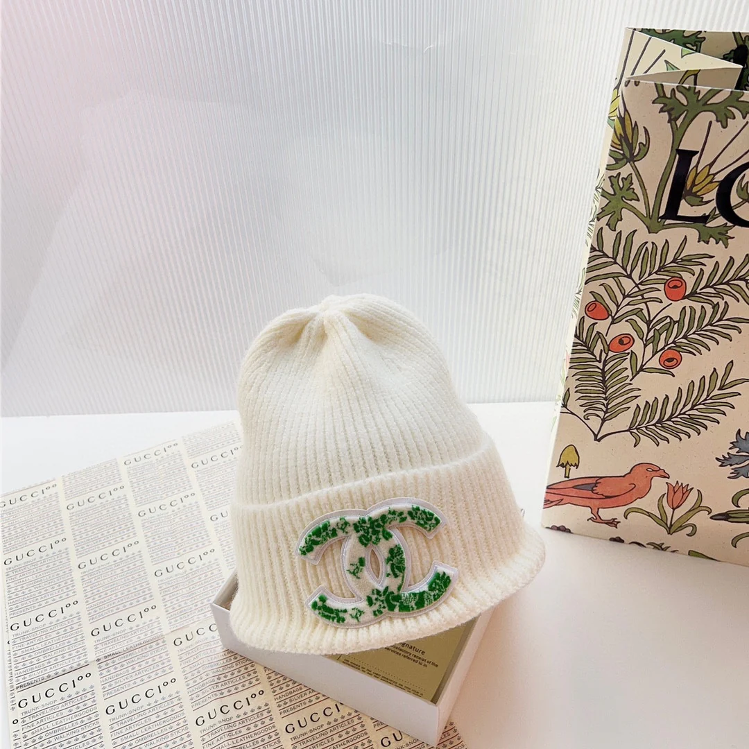 Chanel - Вязаная шапка-бини - Белая - 2