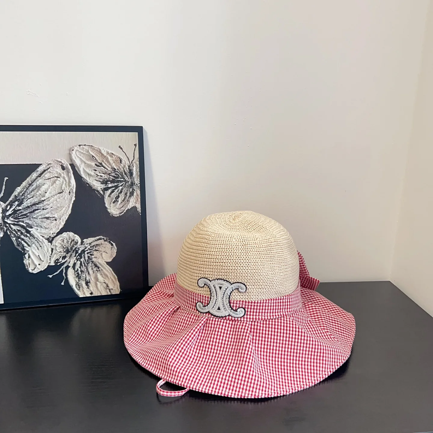 Пятнистая рыбацкая шляпа Celine для отдыха, красная.