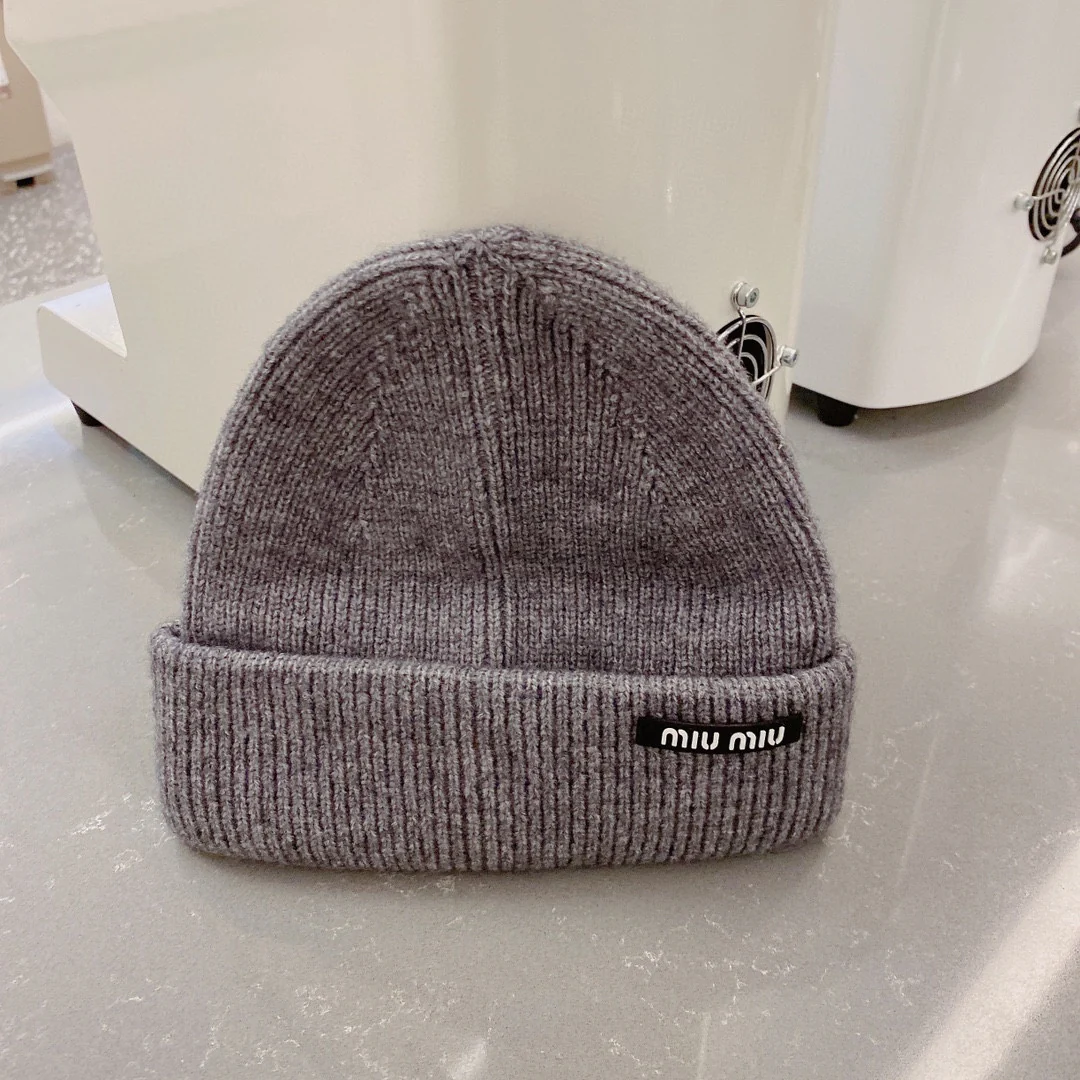 Miu Miu - Вязаная шапка-бини - Унисекс - Серая