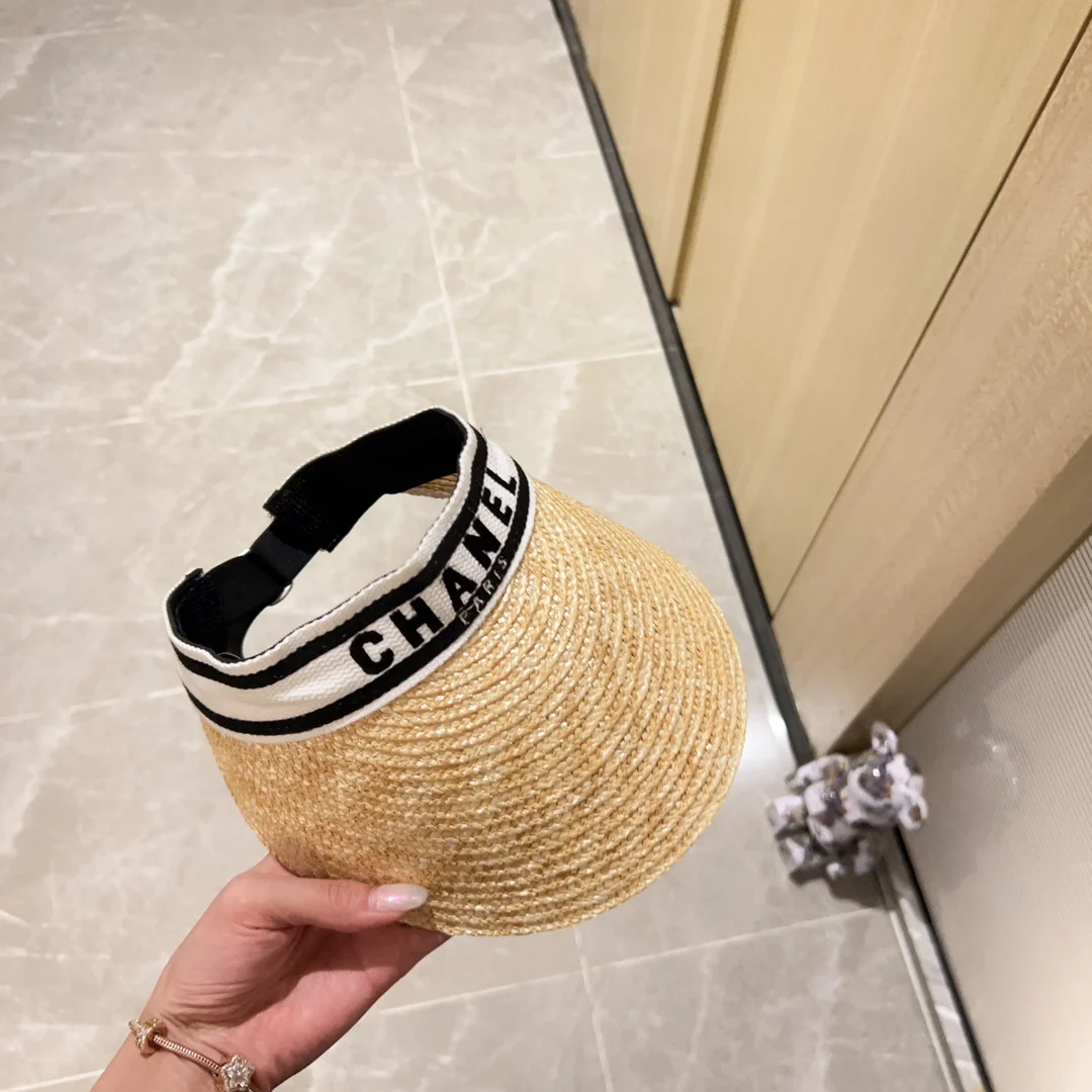 Новинка сезона весна/лето 2023 от Chanel - Соломенная шляпа с открытой шириной - Солнцезащитная шляпа - Белая