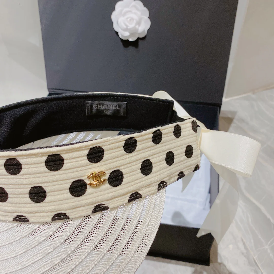 Солнцезащитная шляпа Chanel - Открытый жилет - Белый - 2