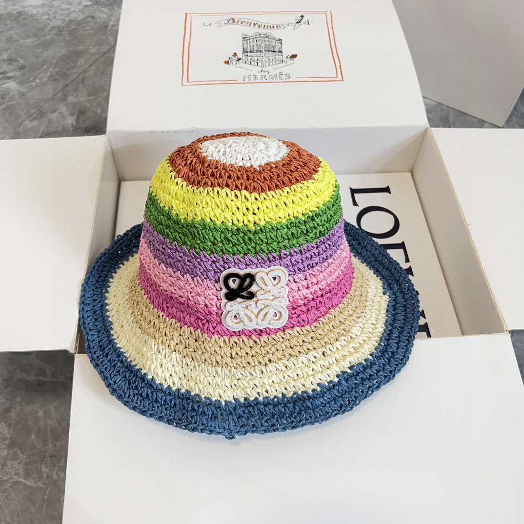 Новая плетеная рыбацкая шляпа LOEWE Rainbow Hollow 2024 — синяя.