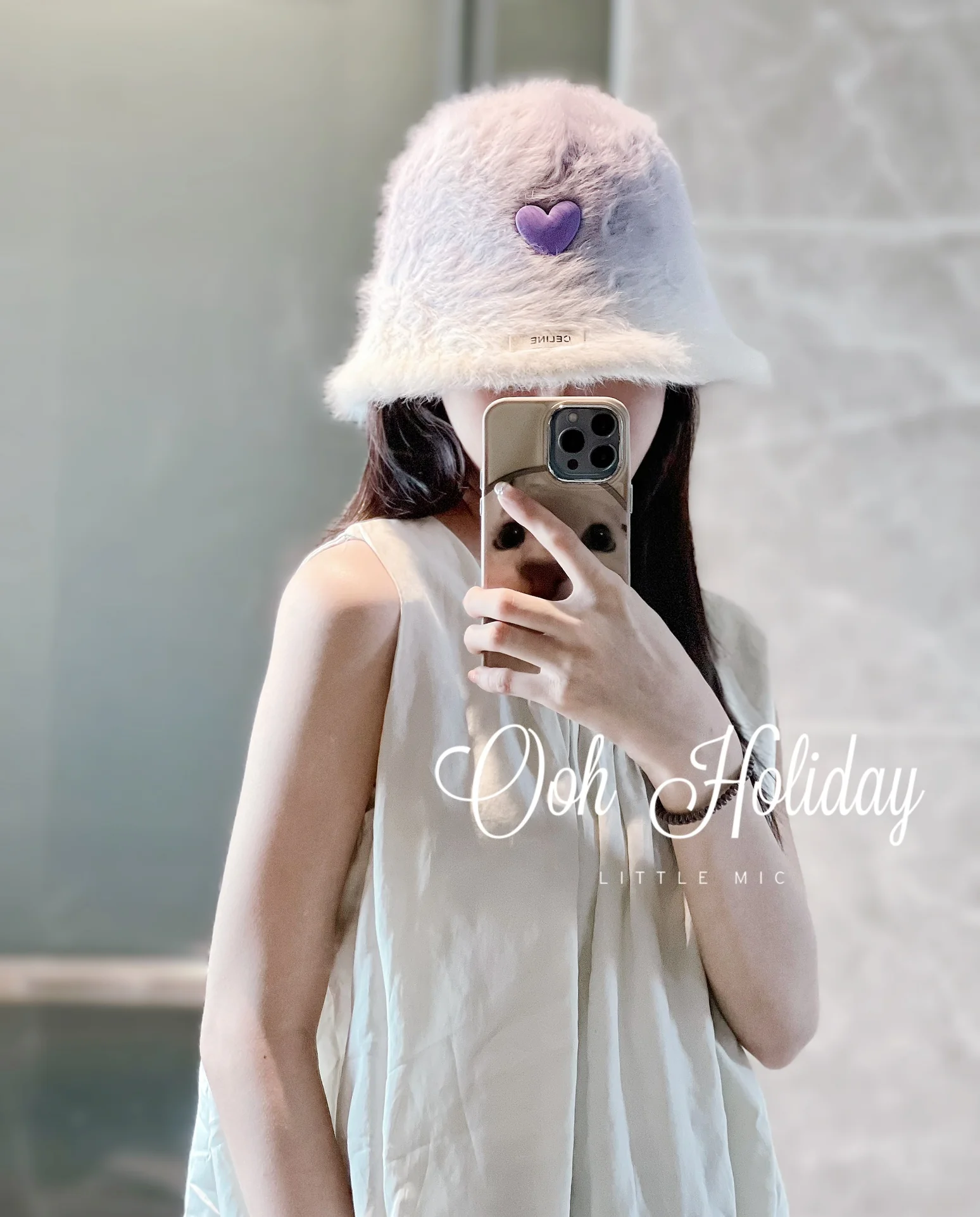 Новая панама Celine 2023 с градиентным рисунком в форме сердца - фиолетовая.