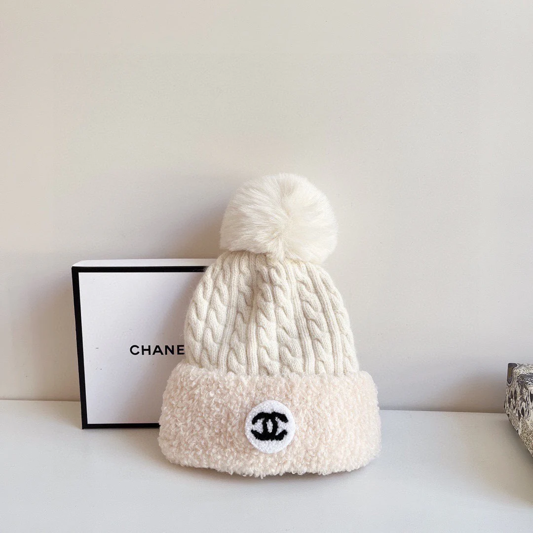 Chanel - Вязаная шапка-бини - Белая - 1