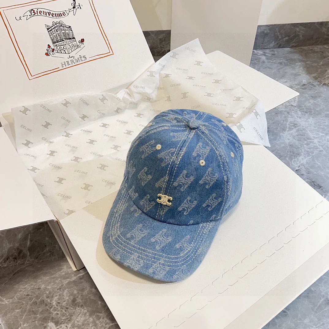 Бейсболка Celine 2024 New Retro Denim Baseball Cap - синяя