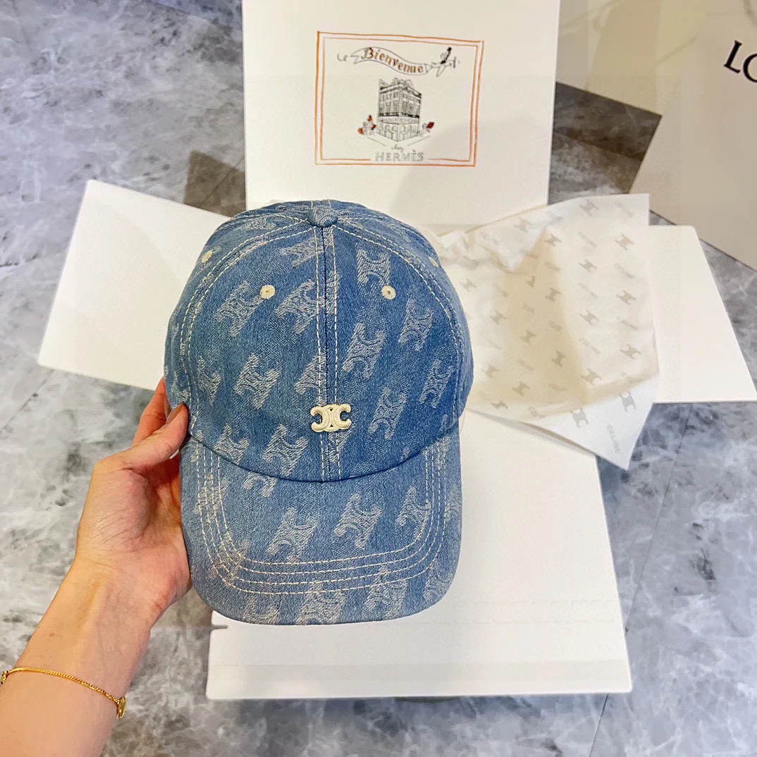 Бейсболка Celine 2024 New Retro Denim Baseball Cap - синяя