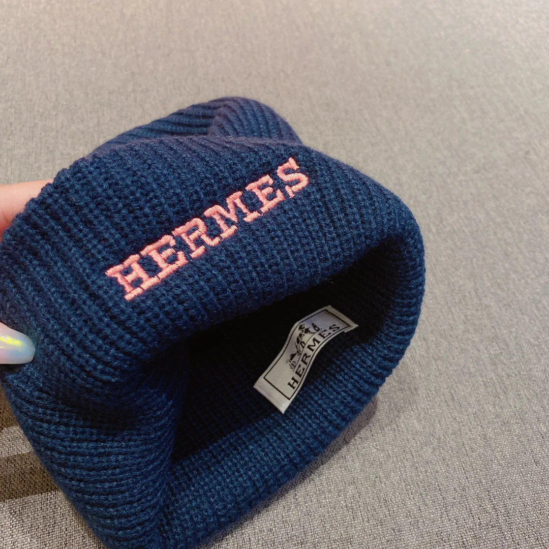 Hermes - Вязаная шапка-бини - Унисекс - Синяя