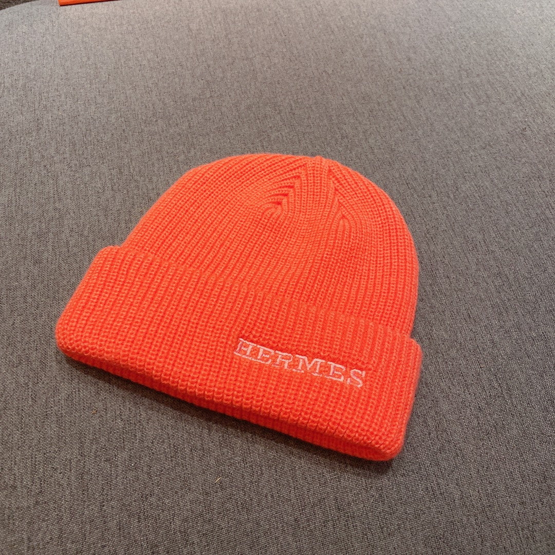 Вязаная шапка Hermes - унисекс - оранжевая