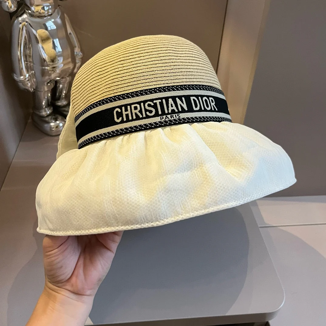 Dior - Складная шляпа в стиле пэчворк - Белая