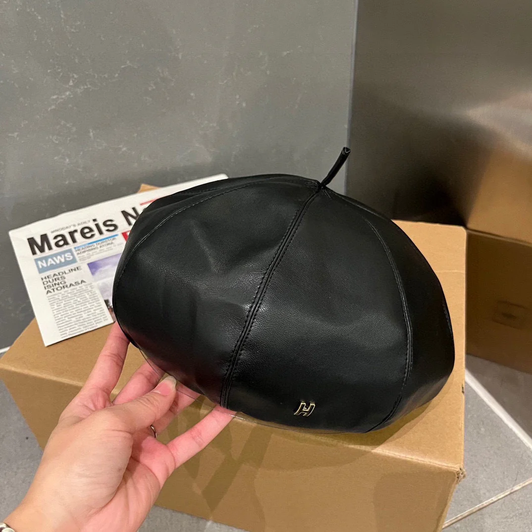 Hermes - Премиальная кожаная шляпа художника - Черная