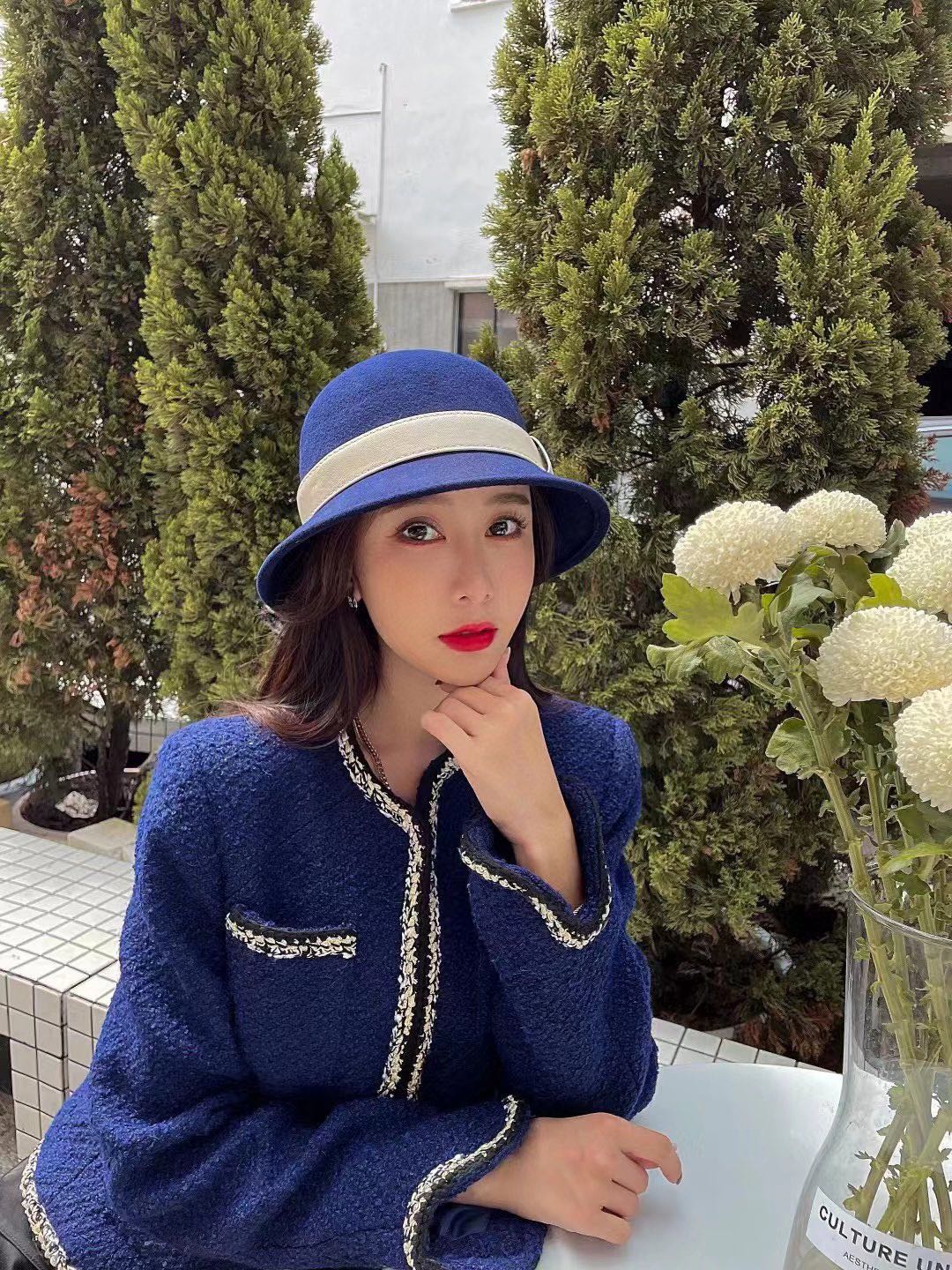 Шерстяная шляпа Hermes - синяя