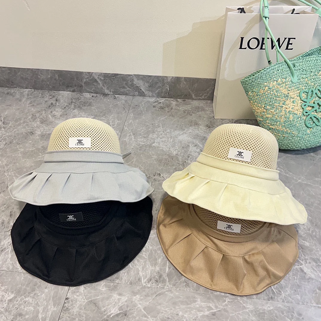 Панама Celine с широкими полями, лоскутное шитье, коллекция весна/лето 2024, черная.