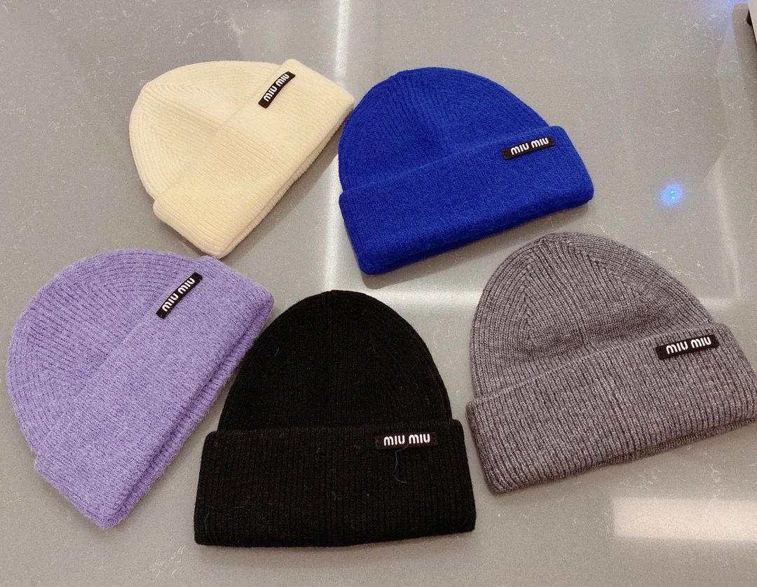 Miu Miu - Вязаная шапка-бини - Унисекс - Серая