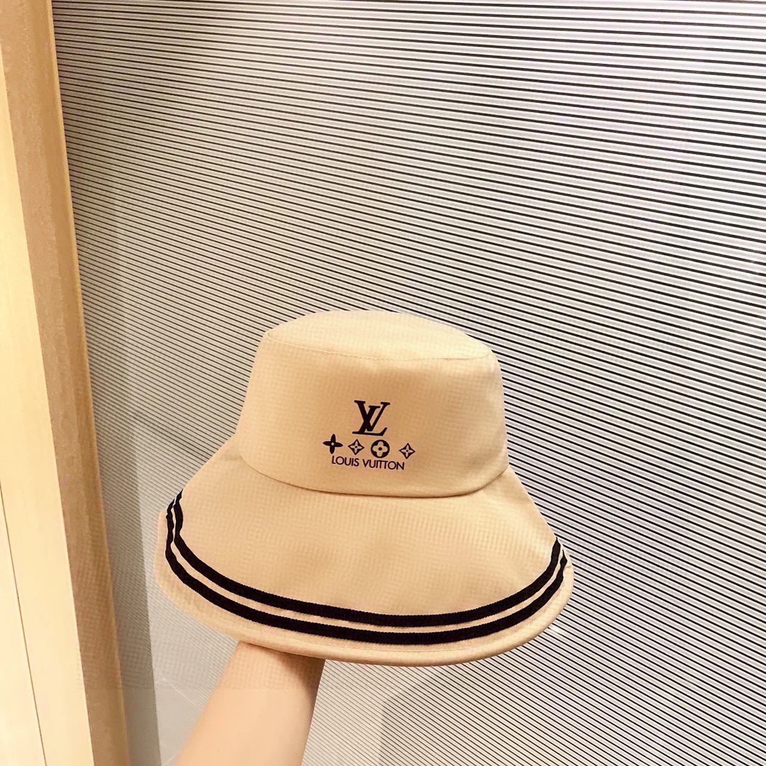 LV - Двухцветная рыбацкая шляпа с широкими полями - Бежевая