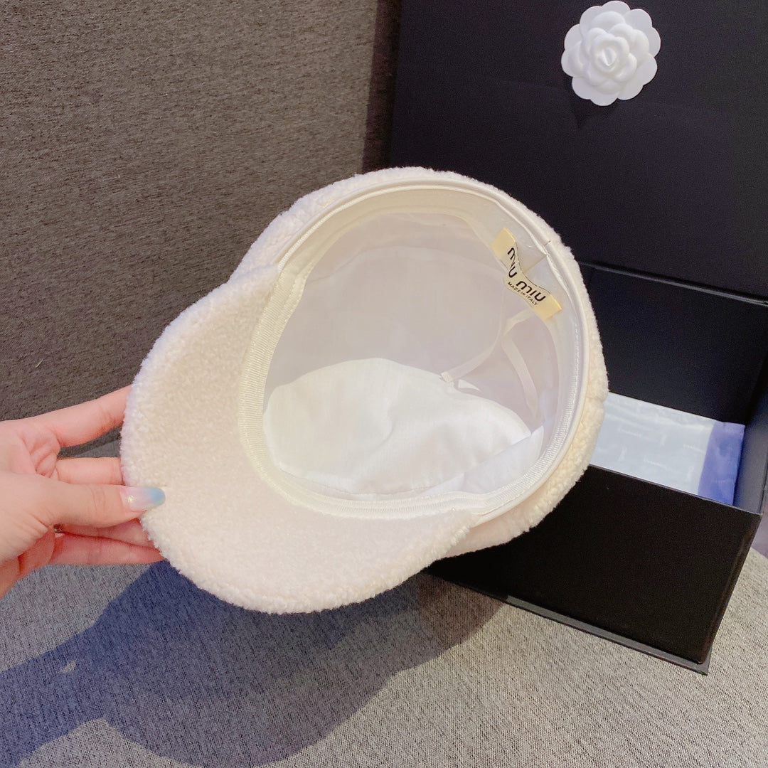 Берет Miu Miu из овечьей шерсти - белый