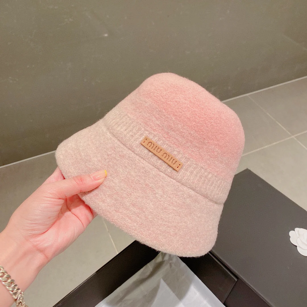 Miu Miu - Шерстяная рыбацкая шляпа с градиентным рисунком - Розовая