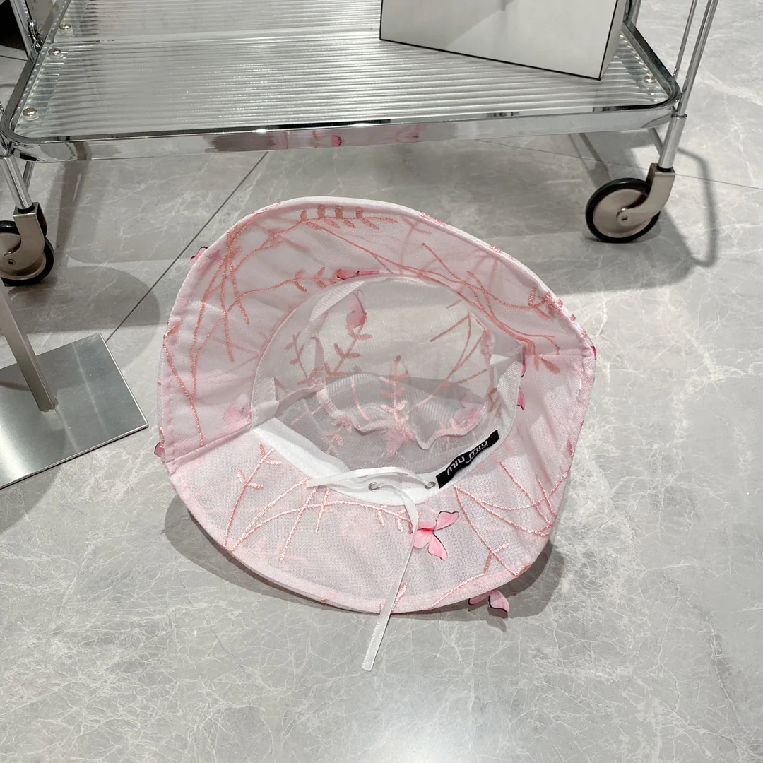 Новинка весны/лета Miu Miu 2023 — Рыбацкая шляпа из органзы — Розовая