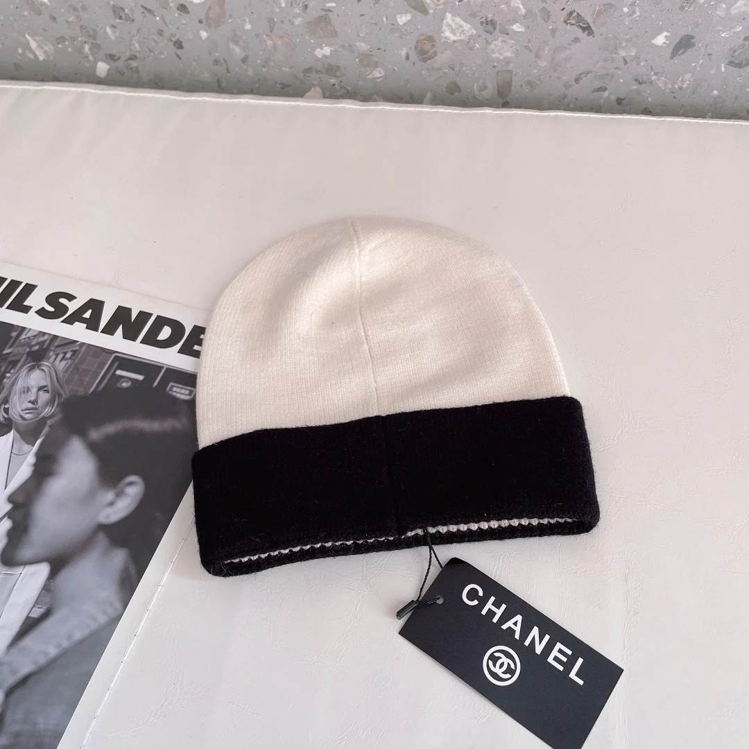 Chanel - Вязаная шапка-бини - Унисекс - Популярно на Xiaohongshu - Белая