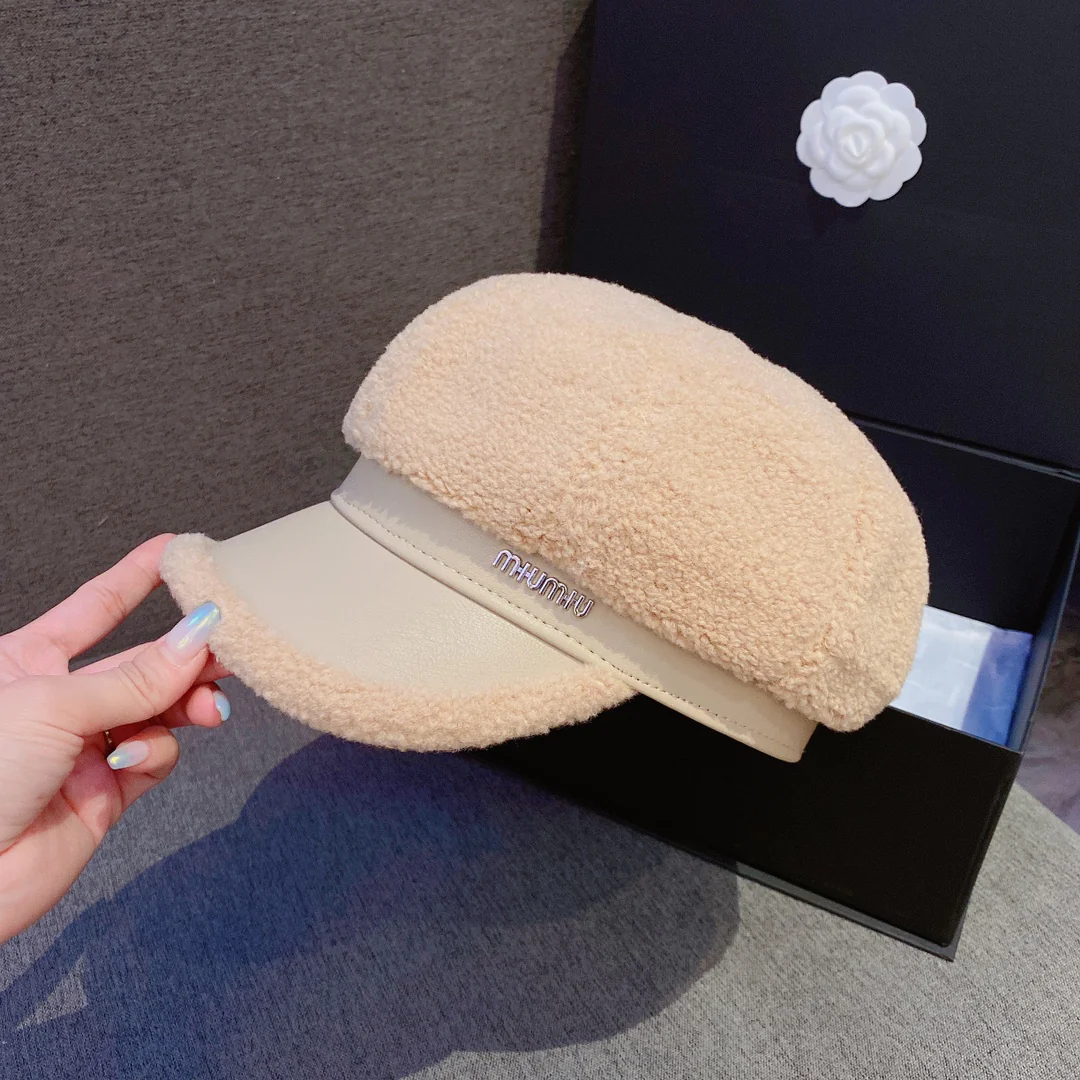 Берет Miu Miu из овечьей шерсти - бежевый