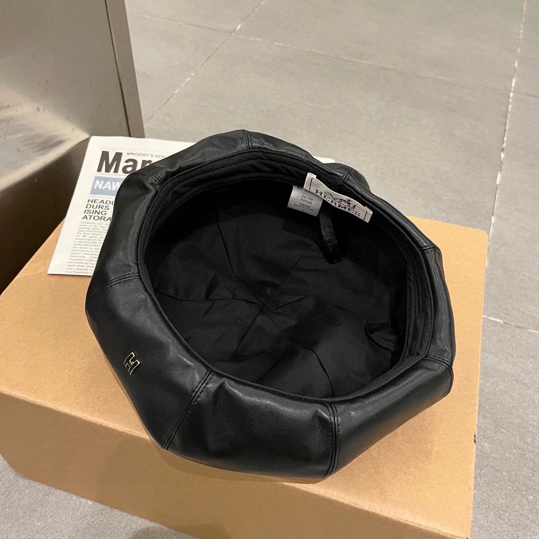 Hermes - Премиальная кожаная шляпа художника - Черная