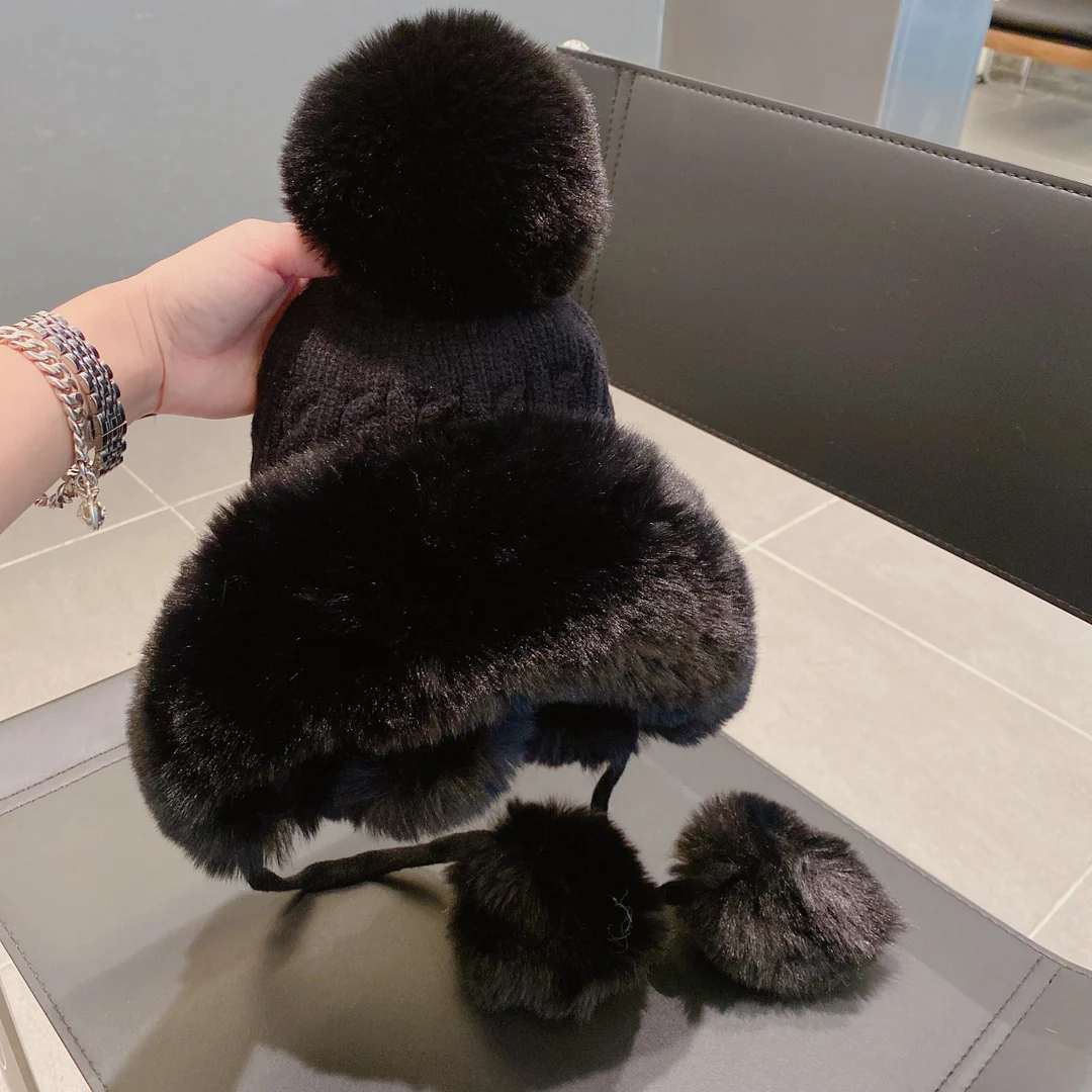 Шапка-бини Burberry с ушками - черная