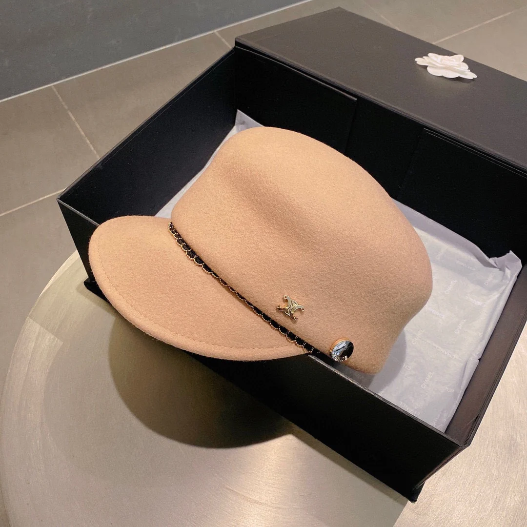 Шерстяная бейсболка Celine, абрикосовый цвет - 1