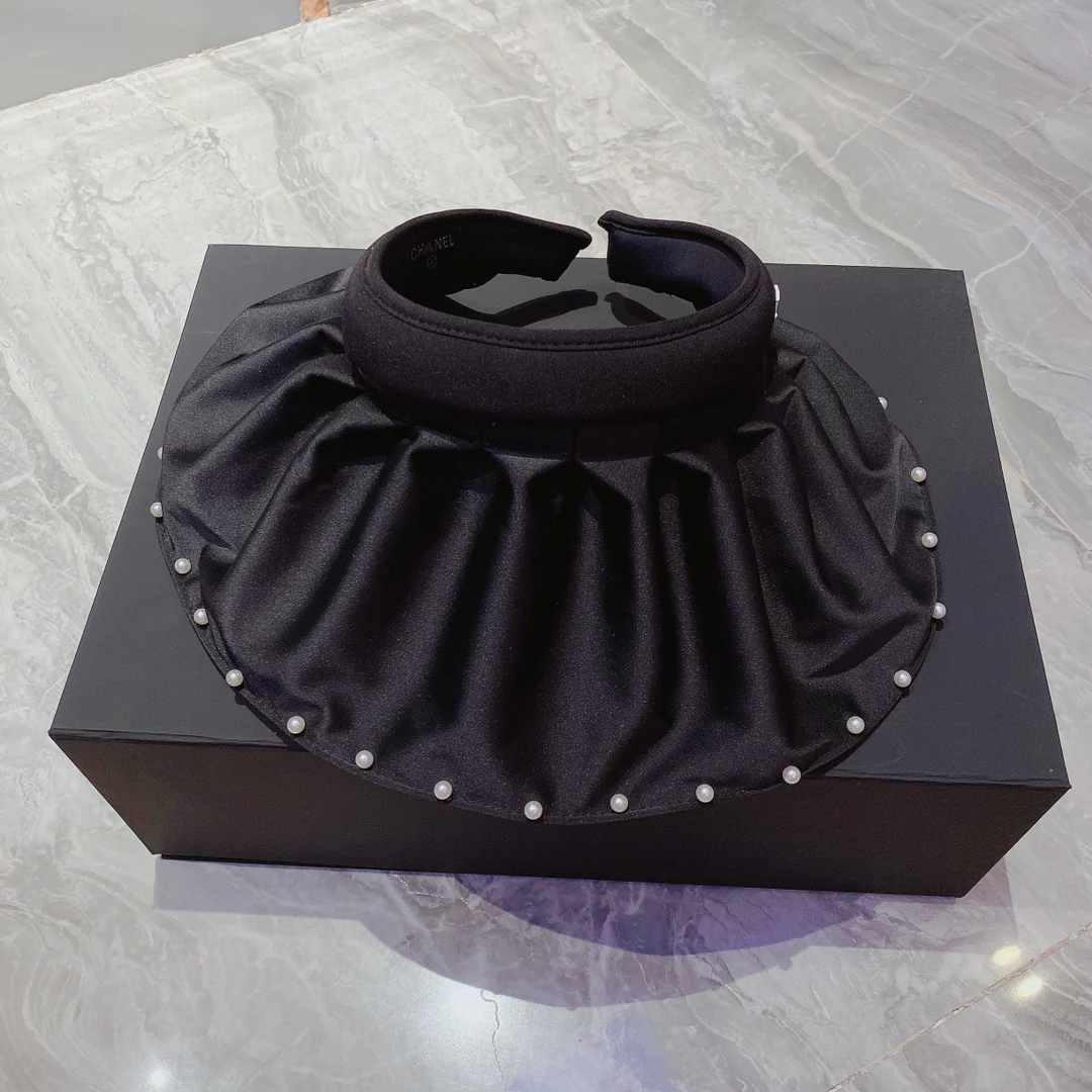 Chanel - Солнцезащитная шляпа - Открытый жилет - Шляпа-ракушка - Черная - 1