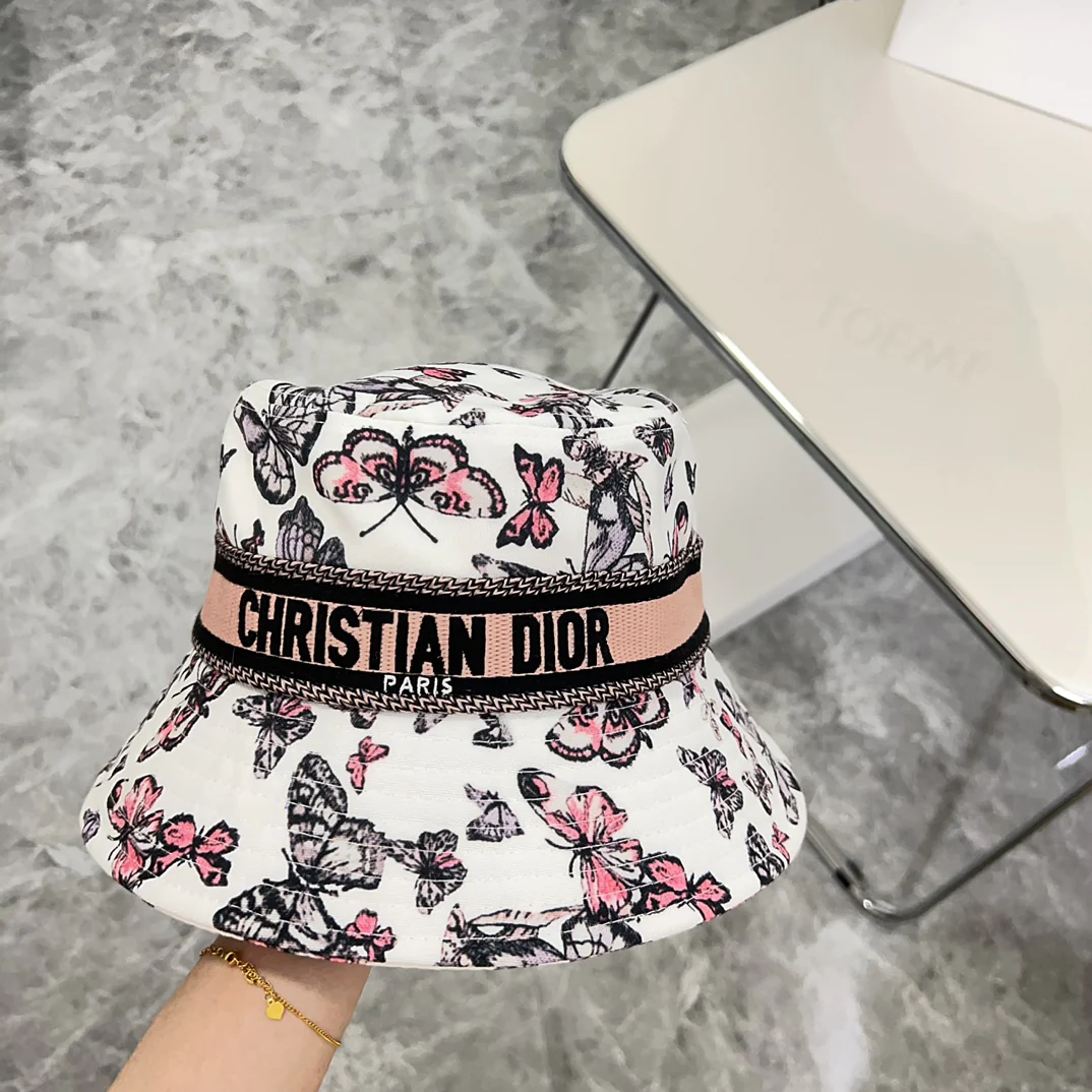 Dior - Новая панама с узором ?бабочка? - Розовая