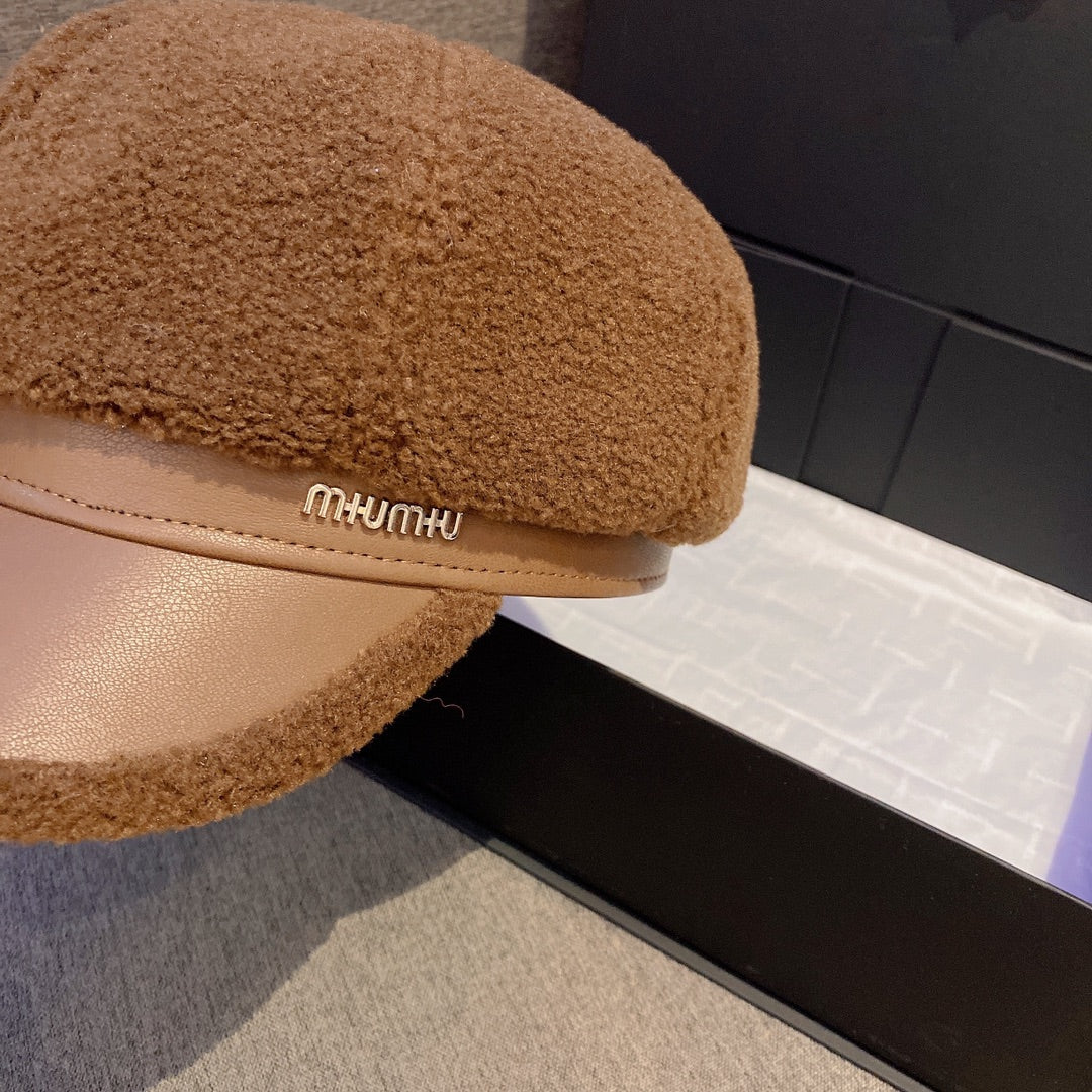 Берет Miu Miu из овечьей шерсти - коричневый