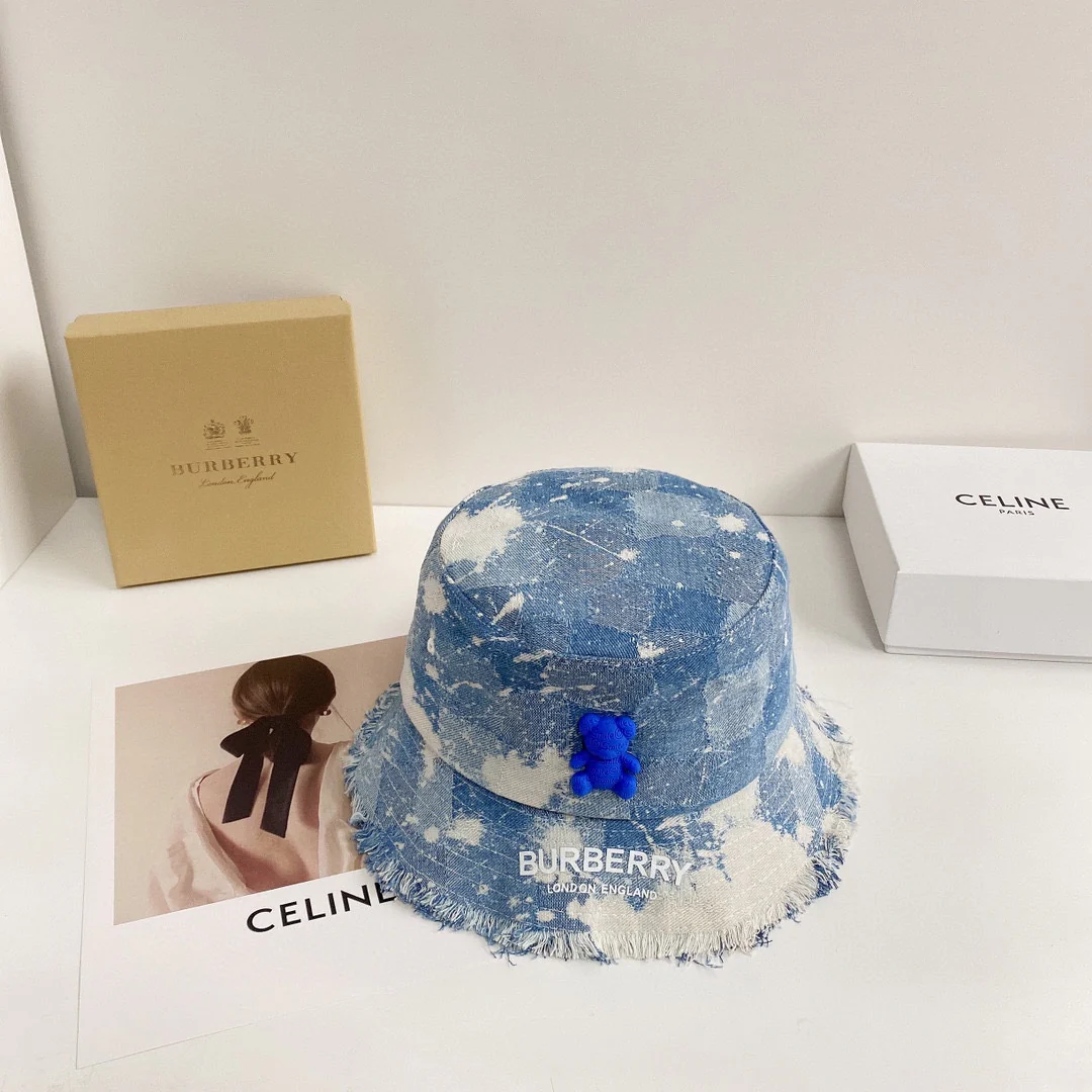 Burberry - Панама из выстиранного денима в форме медведя