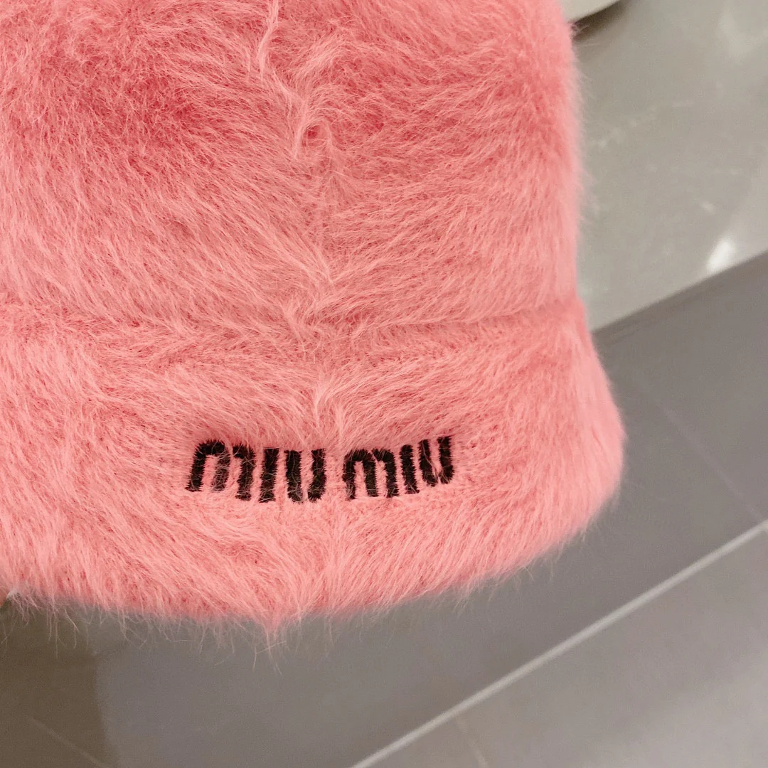Miu Miu - Рыбацкая шляпа из кроличьего меха - Розовая - 1 шт.